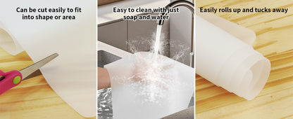 Cuttte Large Silicone Kitchen Counter Mat – Heat Resistant Anti-Slip Countertop Protector for Air Fryer, Coffee Maker & Quartz Countertops, White Translucent 23.6"x15.7"